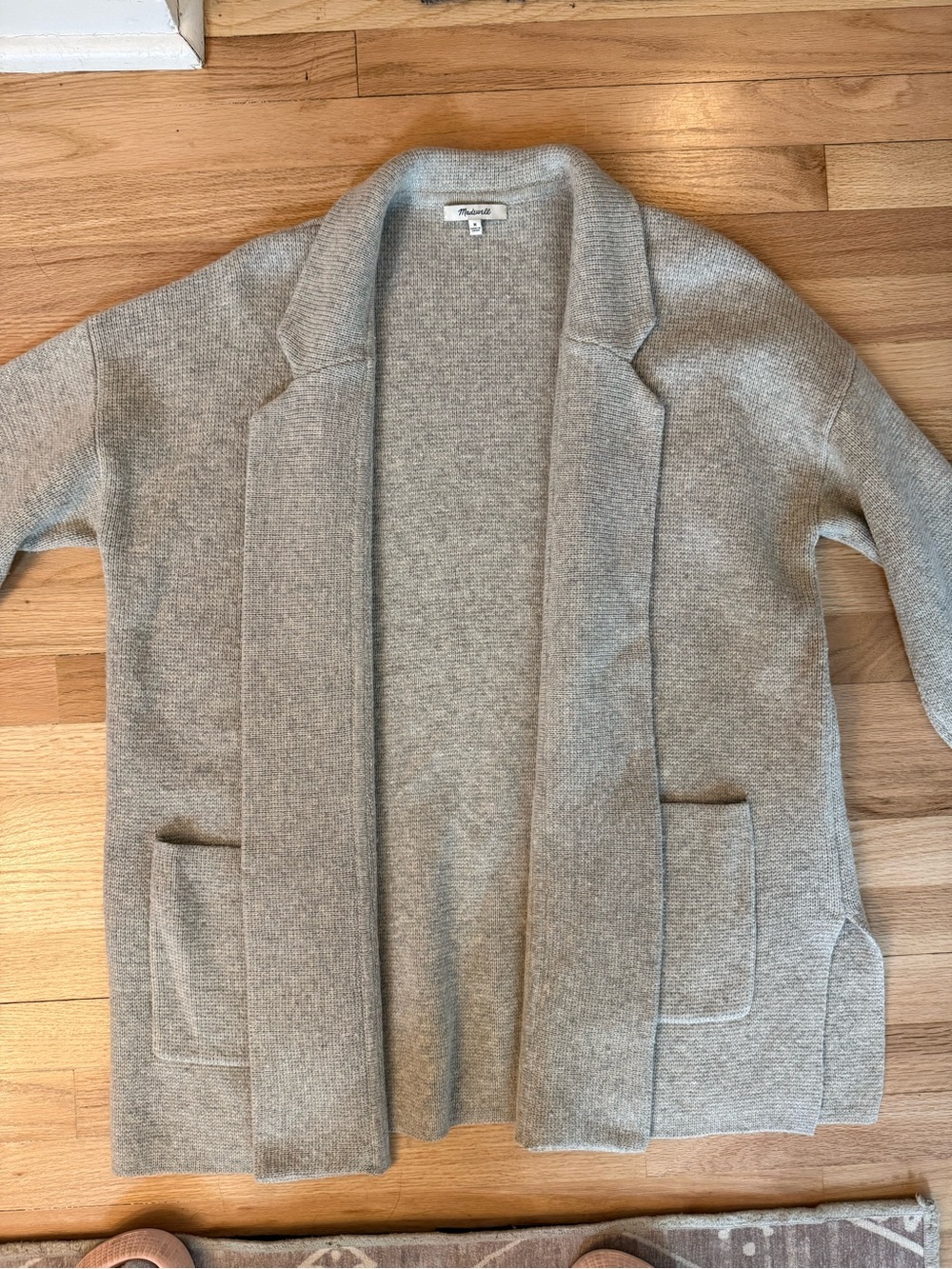 Madewell Heathered Light Gray Open-Front Shawl Collar Blazer Cardigan